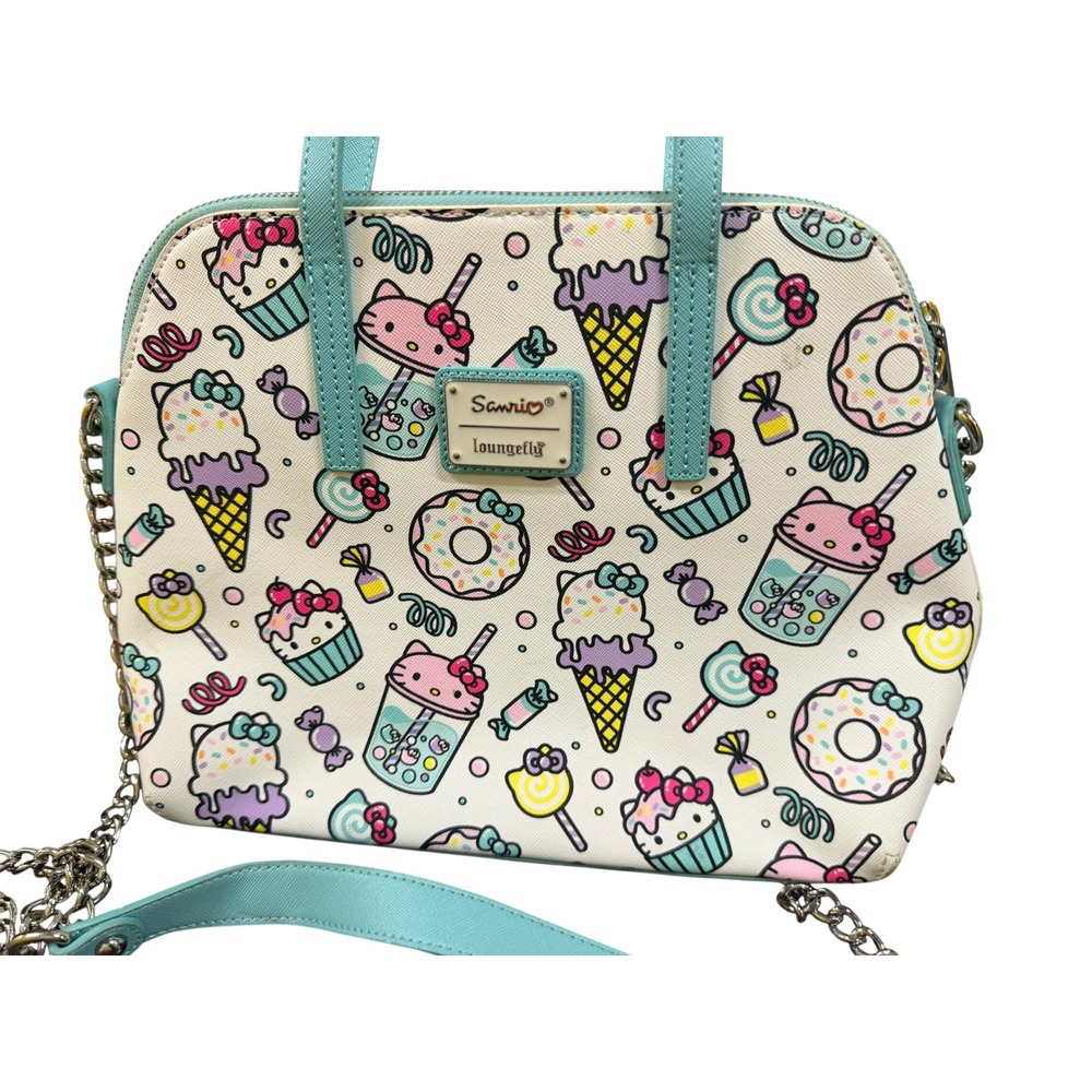 Loungefly Sanrio Hello Kitty Sweets Cupcake Donut Crossbody Satchel Bag White - Picture 3 of 7